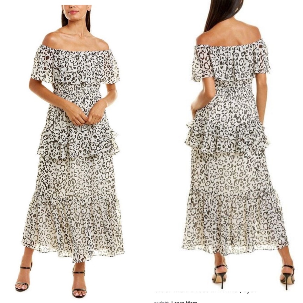 TAYLOR OFF THE SHOULDER ANIMAL PRINT MAXI DRESS.SIZE 8